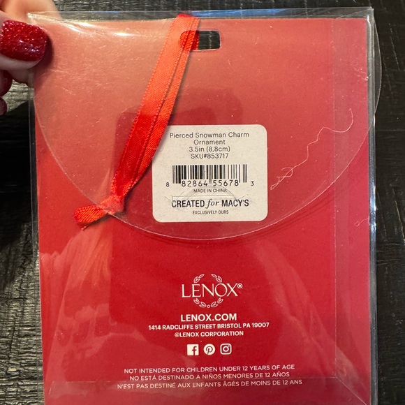 Lenox Pierced Snowman Charm Ornament Exclusively for Macys Christmas NWT - Picture 6 of 7